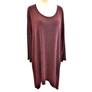 Catherines Burgundy Glittery Tunic Blouse 2X